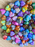 rainbow pebble marble marbled bead beads acrylic heart hearts large 15mm big beads uk cutre kawaii craft supplies shop store multicolour coloured pretty shiny rounded patterned