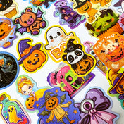 pumpkin pumpkins halloween spooky colourful bright laptop sticker stickers glossy fun kids set pack cat bear animal haunted witch trick or treat uk cute kawaii stationery supplies shop store gift gifts