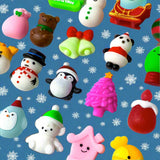 christmas festive squishy squishies stress toy toys gift gifts stocking filler fillers uk cute kawaii fun cheap toy toys penguin santa tree bear tree sack sleigh candle sweet snowman snowmen