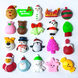 christmas festive squishy squishies stress toy toys gift gifts stocking filler fillers uk cute kawaii fun cheap toy toys penguin santa tree bear tree sack sleigh candle sweet snowman snowmen