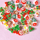 mini small acrylic flatback fb fbs flat back backs embellishments festive christmas set of pretty cute kawaii craft supplies shop store uk red green traditional holly tree santa snowman reindeer present wreath gingerbread man men 10mm 11mm