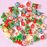 mini small acrylic flatback fb fbs flat back backs embellishments festive christmas set of pretty cute kawaii craft supplies shop store uk red green traditional holly tree santa snowman reindeer present wreath gingerbread man men 10mm 11mm