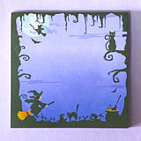 sticky memo memos pad note notes square 40 sheet sheets spooky halloween colouful bright green yellow orange lilac purple blue silhouette scary gift gifts stationery shop store uk cute kawaii planner addicts 