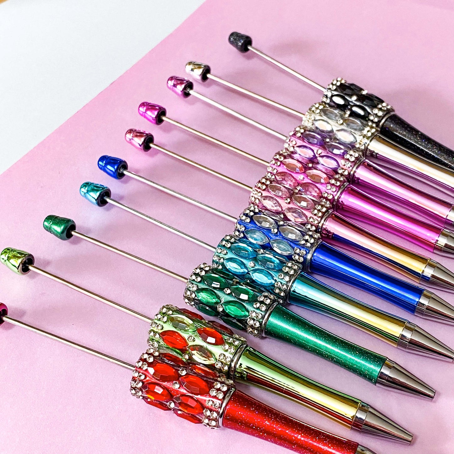 sparkly pen pens blank blanks base for making your own beaded pen pens pretty sparkly gem gems stones rhinestone uk cute kawaii craft supplies stationery shop store foil metallic glitter black ballpoint ink 