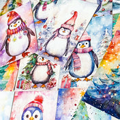 christmas festive winter snow snowy postcard postcards post card cards blank stationery planner addict penguin penguins fir tree trees pretty colourful set of 3 pack uk cute kawaii 
