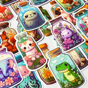 animals cute kawaii in jar jars bottle bottles magic laptop sticker stickers set gift gifts uk shop store stationery