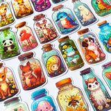 animals cute kawaii in jar jars bottle bottles magic laptop sticker stickers set gift gifts uk shop store stationery