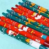 christmas gel ink black fineline fine line narrow nib festive cute kawaii pen pens uk stationery stocking filler fillers red and green snowman snowmen gingerbread men man elf fun kids click top
