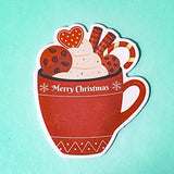 shaped sticky memo memos note pad pads notes kawaii cute festive christmas drink drinks cup cups mug mugs coffee hot chocolate uk stationery gift gifts shop store stocking filler fillers red green blue white snow snowman penguin santa reindeer