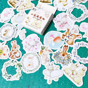 subtle sticker stickers flake lakes mini box pack of 46 uk cute kawaii pastel delicate floral wreath border borders stationery shop store planner addict easter spring rabbit rabbits bunny bunnies