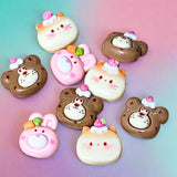 resin flatback flatbacks fbf fbs flat back food foods cute kawaii animals treat biscuit biscuits bear bears bunny bunnies cat cats pig pigs pink brown yellow white panda pandas kitty uk craft supplies shop store