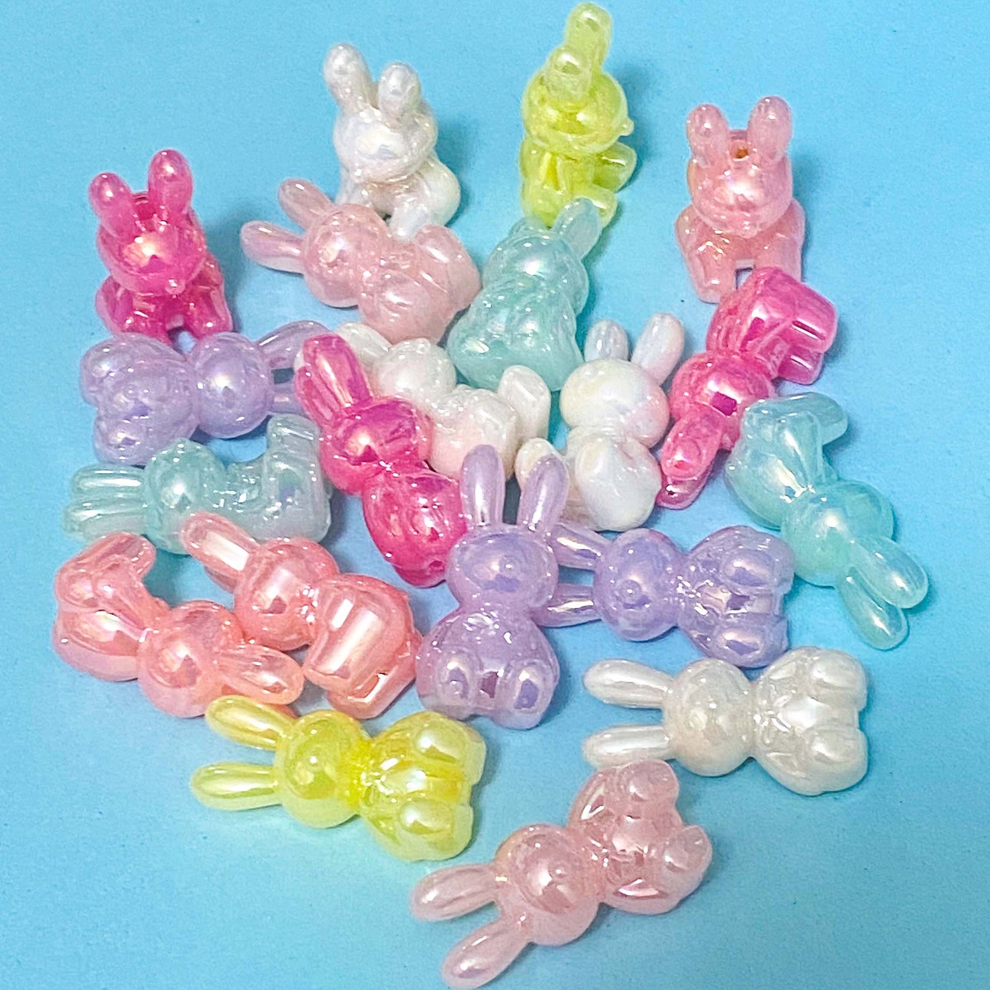 very large big jumbo bunny rabbit rabbits bunnies easter spring bead beads 35mm chunky beaded pen pens making your own uk cute kawaii craft supplies stationery shop store pastel pink turquoise lemon yellow lilac white pearl pearly lustre iridescent ab shimmer
