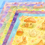 fairy story magical fantasy pack of 8 80gsm scrapbooking paper sheets with mushrooms, castles, crystals, dragons, books, animals and mermaids