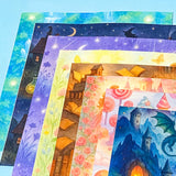 fairy story magical fantasy pack of 8 80gsm scrapbooking paper sheets with mushrooms, castles, crystals, dragons, books, animals and mermaids