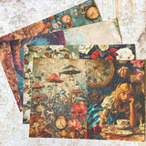 letterbox gift set with alice in wonderland vintage pouch, postcards, stickers and crystal ballpoint heart pen