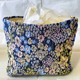 TWILIGHT COTTAGE GARDEN Tapestry Pouch | Lined Floral Cosmetic Bag