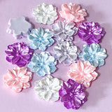 large big huge resin acrylic flower flowers flatback flat back backs fb fbs embellishment pearl pearly iridescent ab coated 24mm 22mm uk cute kawaii craft supplies single individual white purple lilac blue orange pink shimmer