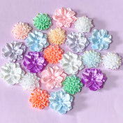 large big huge resin acrylic flower flowers flatback flat back backs fb fbs embellishment pearl pearly iridescent ab coated 24mm 22mm uk cute kawaii craft supplies single individual white purple lilac blue orange pink shimmer