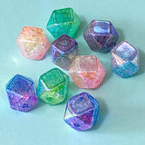 Tetradecagon 14 sided multi sides large 16mm acrylic glitter ombre bead beads jumbo very big huge chunky uk cute kawaii craft supplies iridescent shimmery ab coated green yellow turquoise purple blue lilac beaded pens pen make your own jewellery