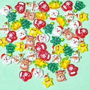 mini small little tiny acrylic resin flatback flatbacks fb fbs flat back embellishments uk cute kawaii festive christmas craft supplies shop store 10mm 11mm 12mm set of 10 tree santa snowman star bell glove mitten red yellow green white reindeer