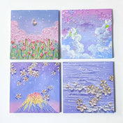 sticky memo memos pad note notes square art painted painting oil nature blue purple lilac flower flowers floral uk cute kawaii stationery pink cloud clouds mountain fuji meadow blossom blossoms spring textured pretty