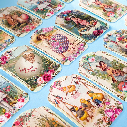 set of 8 victorian vintage style retro feel tag tags pack of easter spring packaging uk cute kawaii stationery gift gifts shop store pretty floral flowers card cardboard