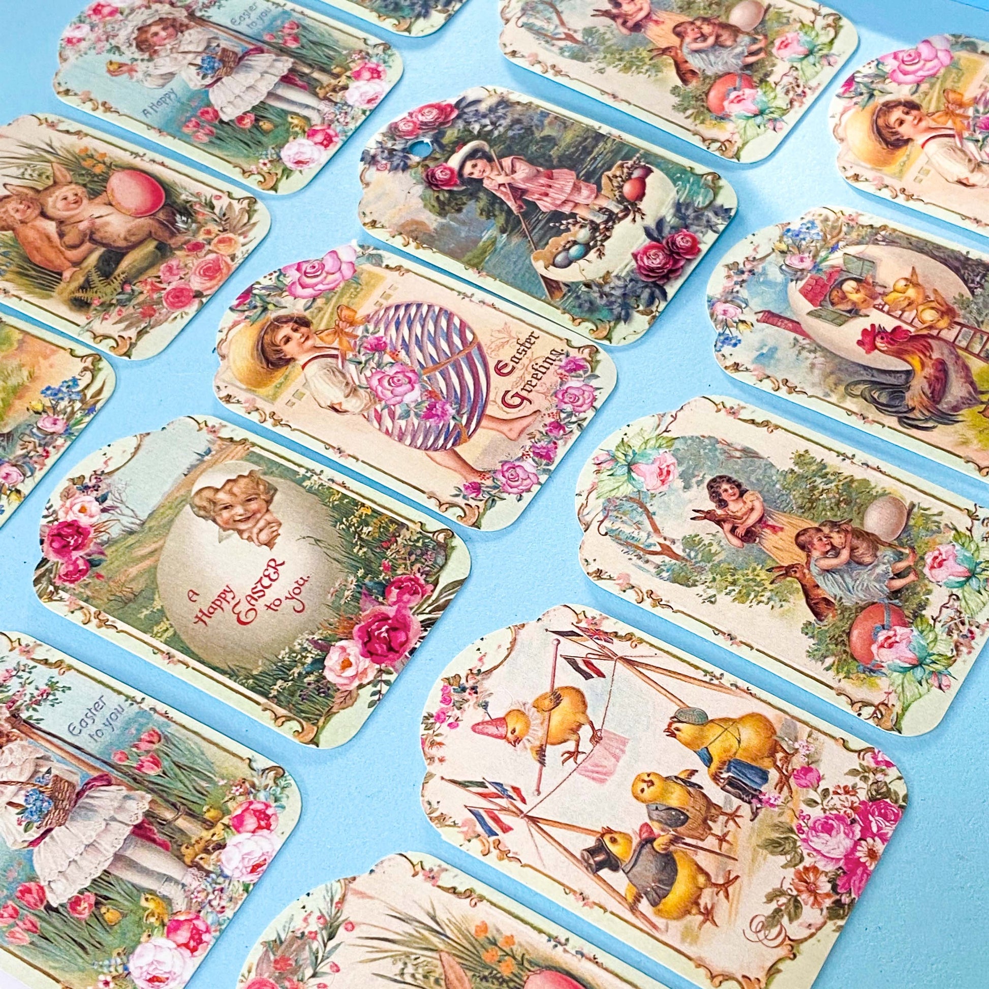 set of 8 victorian vintage style retro feel tag tags pack of easter spring packaging uk cute kawaii stationery gift gifts shop store pretty floral flowers card cardboard