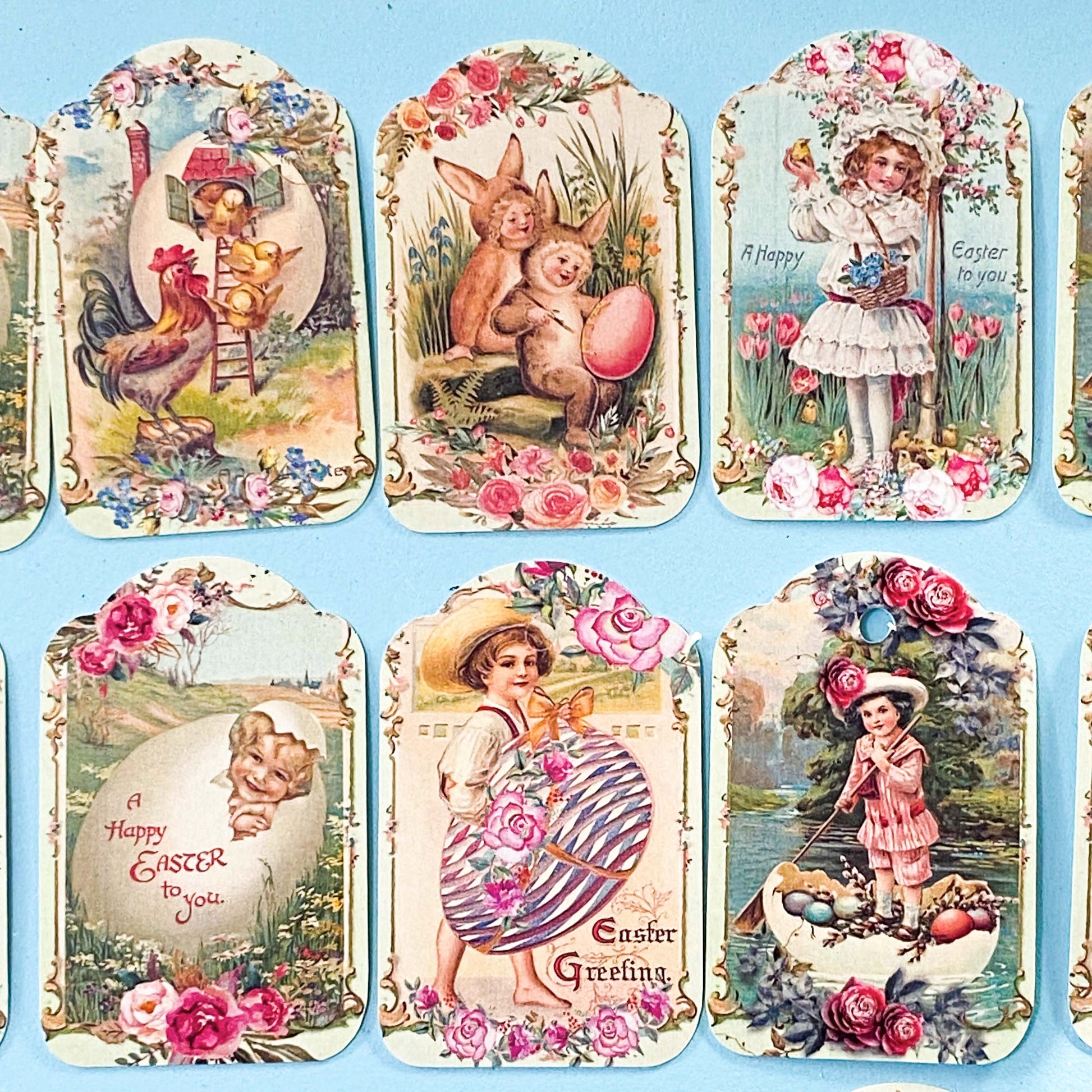 set of 8 victorian vintage style retro feel tag tags pack of easter spring packaging uk cute kawaii stationery gift gifts shop store pretty floral flowers card cardboard