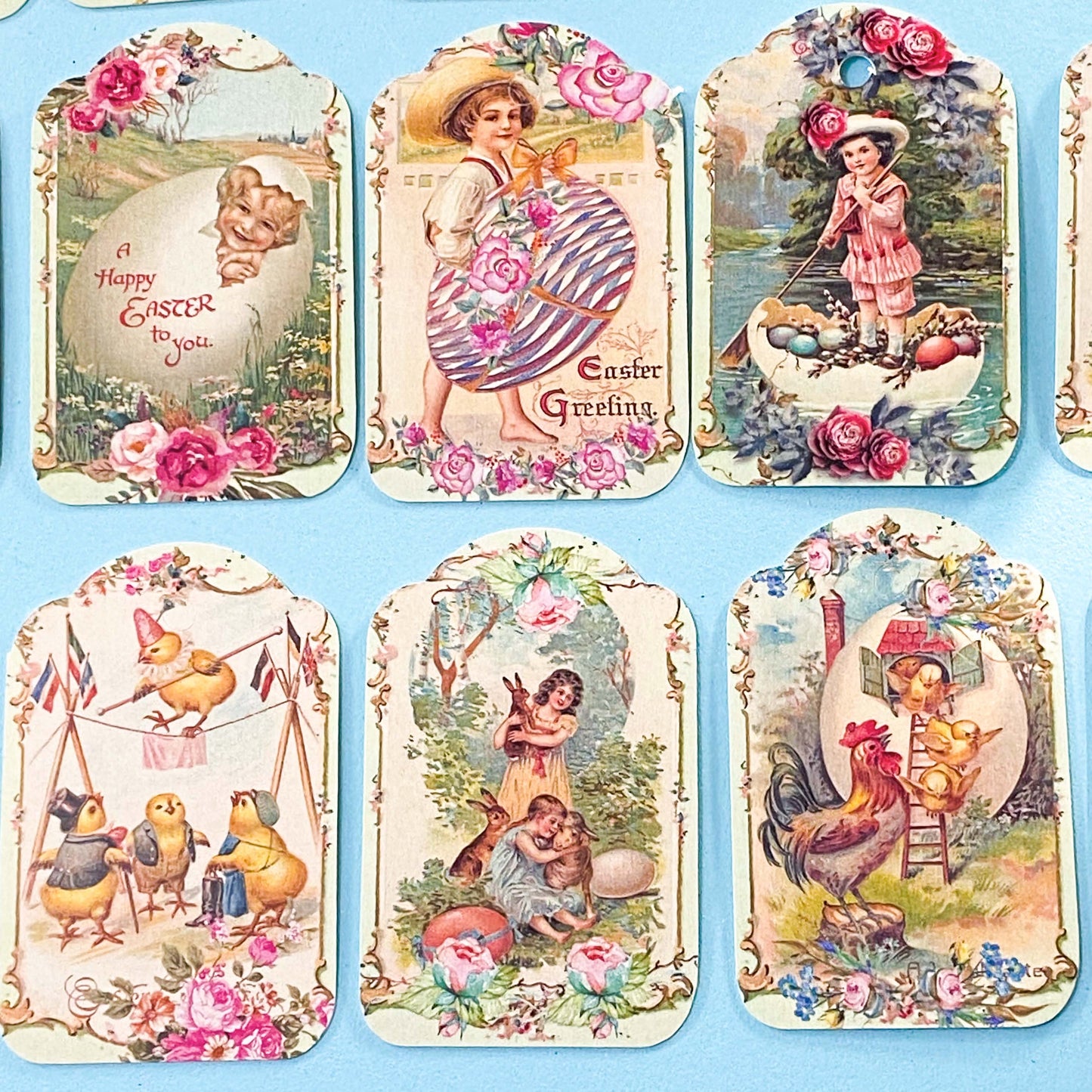 set of 8 victorian vintage style retro feel tag tags pack of easter spring packaging uk cute kawaii stationery gift gifts shop store pretty floral flowers card cardboard