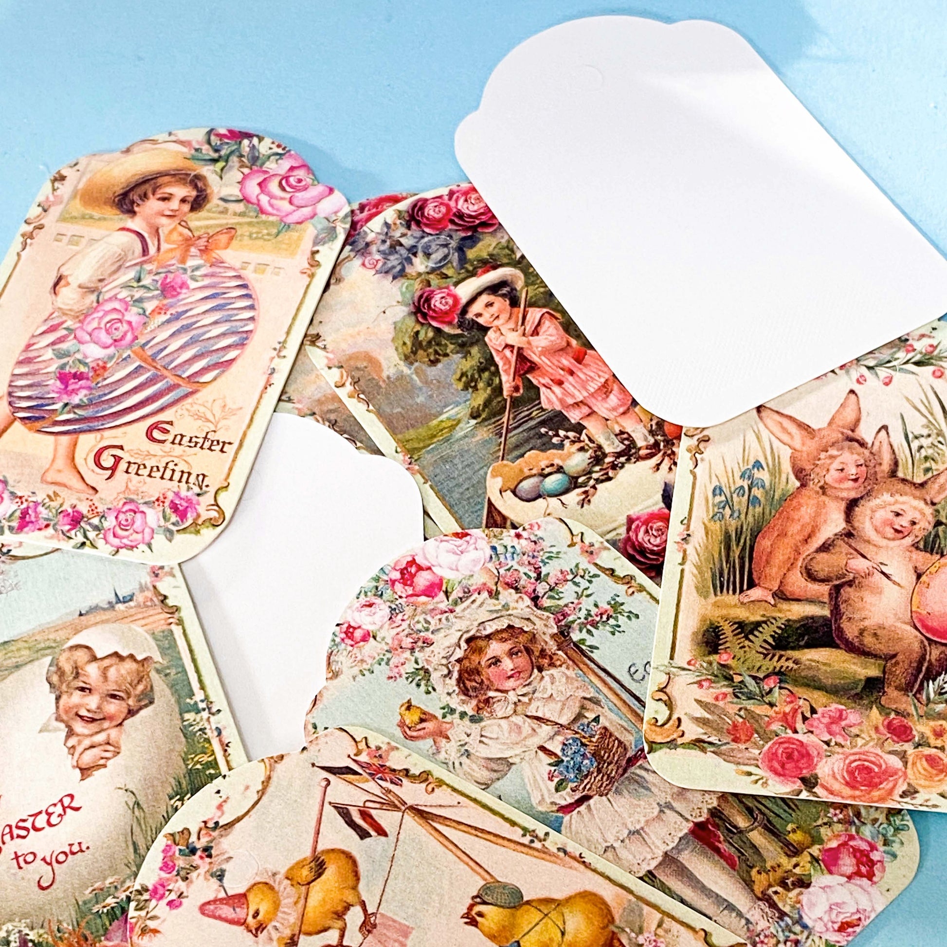 set of 8 victorian vintage style retro feel tag tags pack of easter spring packaging uk cute kawaii stationery gift gifts shop store pretty floral flowers card cardboard