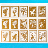 magic magical unicorn fairy fairytale stamp stamps sticker stickers sheet uk big large jumbo packaging seal seals uk cute kawaii stationery supplies shop store gold golden foil woodland theme