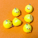 round rounded chunky resin chick chicks charm charms pendant spring easter yellow fun cute kawaii uk craft supplies shop store making earrings jewellery big 20mm
