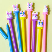 cute kawaii bunny bunnies rabbit rabbits pen pens black fineline gel ink uk gift gifts stationery easter spring present pink blue turquoise purple lilac yellow lemon happy lady dress pretty fun topper toppers chunky big large