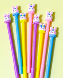 cute kawaii bunny bunnies rabbit rabbits pen pens black fineline gel ink uk gift gifts stationery easter spring present pink blue turquoise purple lilac yellow lemon happy lady dress pretty fun topper toppers chunky big large