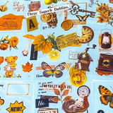 pack of vintage style clear sticker sheets featuring butterflies, flowers, labels and botanical illustrations on transparent background