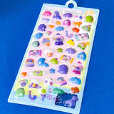 kawaii raised 3d dome sticker sheet with cute animals and pastel foods