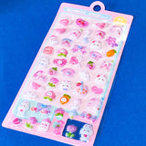 kawaii raised 3d dome sticker sheet with cute animals and pastel foods