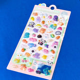 kawaii raised 3d dome sticker sheet with cute animals and pastel foods