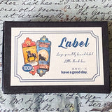 box of 100 vintage label stickers with antique tags and paper ephemera