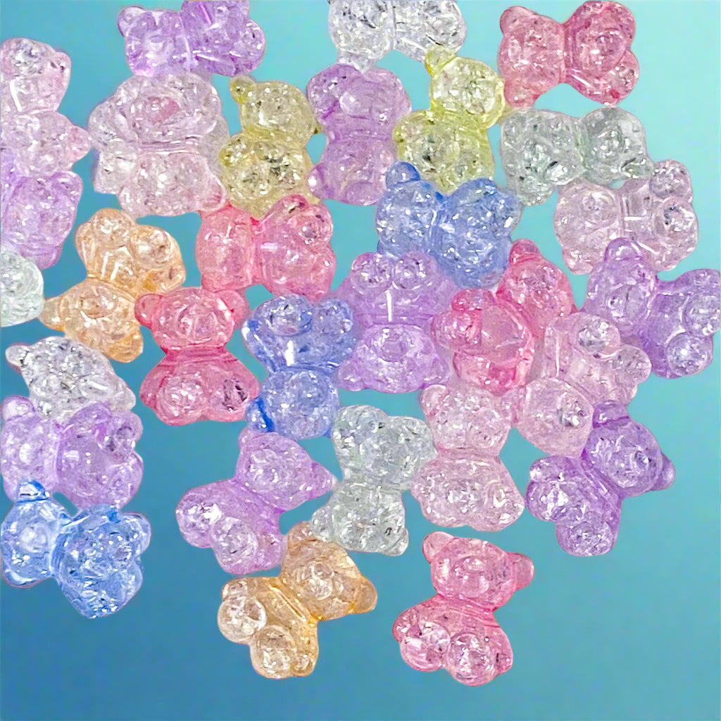 BEAR CRACKLE 3D Acrylic Flatback 18mm set of 4