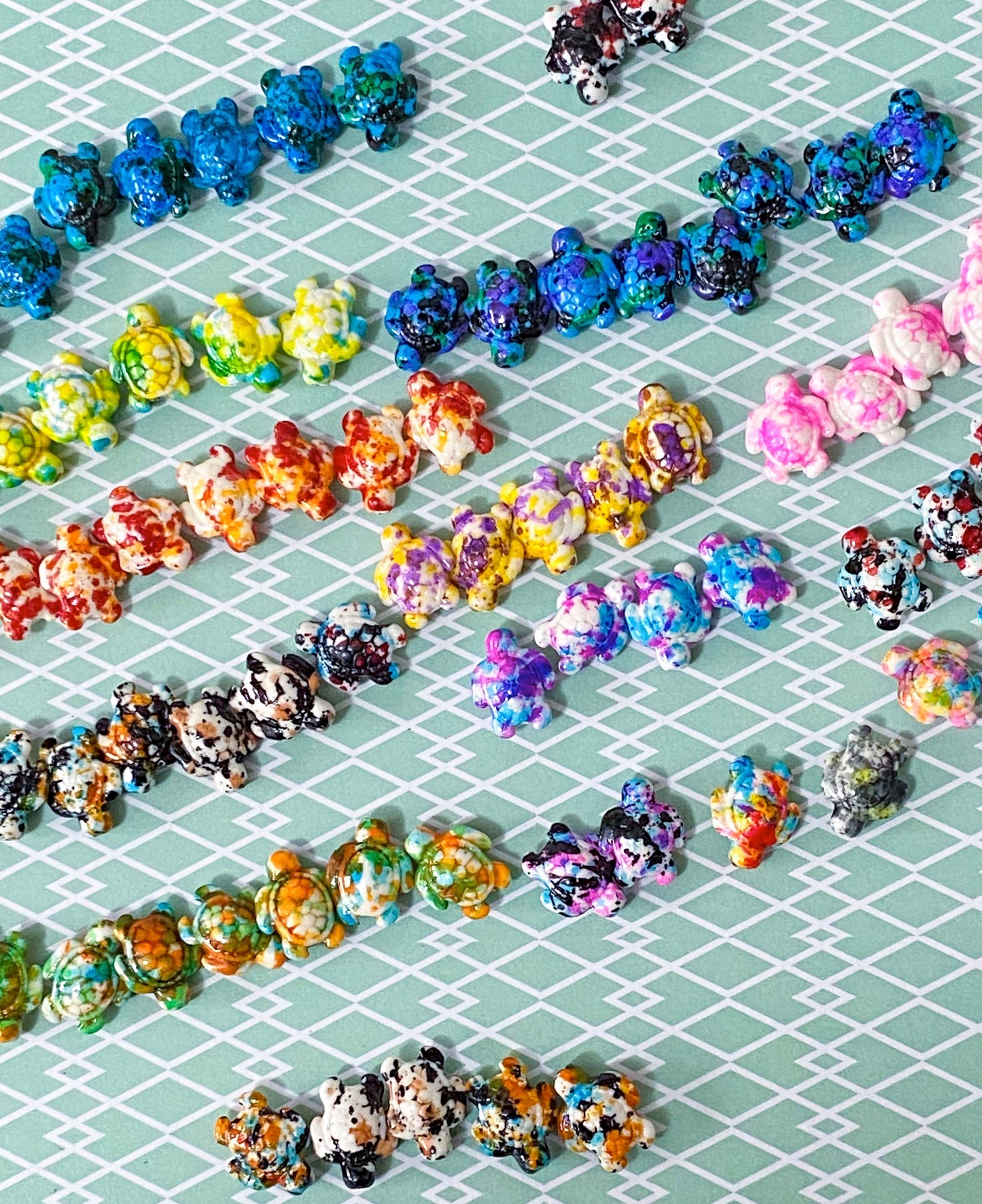 kawaii cute turtle turtles bead beads acrylic glossy shiny big large 17mm plastic marble rainbow pebble multi coloured uk craft supplies shop store crafts pretty statement jewellery making