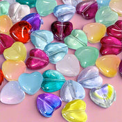 12mm glass heart beads small rounded smooth pretty bead colourful uk craft supplies shop store jewellery making red green blue yellow clear purple lilac pink orange ombre