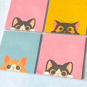 big eye eyed black cat cats kitty memo sticky note notes pad memos bold colour pink ginger black teal mustard yellow uk cute kawaii stationery shop store bargain note pad
