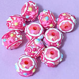 pink cerise ornate pretty acrylic jumbo large big 18mm bead beads cupcake sweets candy decorative chunky craft supplies make your own beaded pen pens jewellery uk cute kawaii shop store pretty