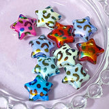 lustre animal print bead beads chunky jumbo large big 15mm 20mm star stars heart hearts round iridescent ab shimmer pearl pearly craft supplies pattern patterned uk cute kawaii crafts shop store cheetah print leopard spots spotted