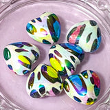lustre animal print bead beads chunky jumbo large big 15mm 20mm star stars heart hearts round iridescent ab shimmer pearl pearly craft supplies pattern patterned uk cute kawaii crafts shop store cheetah print leopard spots spotted