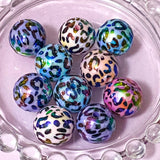 lustre animal print bead beads chunky jumbo large big 15mm 20mm star stars heart hearts round iridescent ab shimmer pearl pearly craft supplies pattern patterned uk cute kawaii crafts shop store cheetah print leopard spots spotted