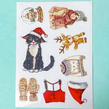 neutral colours festive christmas sticker stickers sheet sheets uk cute kawaii stationery planner supplies shop store deer black cat fireplace gingerbread man men tree trees cookie cookies jumper socks cocoa hot chocolate