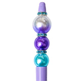 beaded bead pen pens teal turquoise blue silver plum lilac purple pearl pearly beaded jewel colours bright uk cute kawaii set kit sparkly green deep dark pave crystal rondelles black gel ballpoint ink 