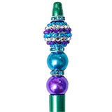 beaded bead pen pens teal turquoise blue silver plum lilac purple pearl pearly beaded jewel colours bright uk cute kawaii set kit sparkly green deep dark pave crystal rondelles black gel ballpoint ink 